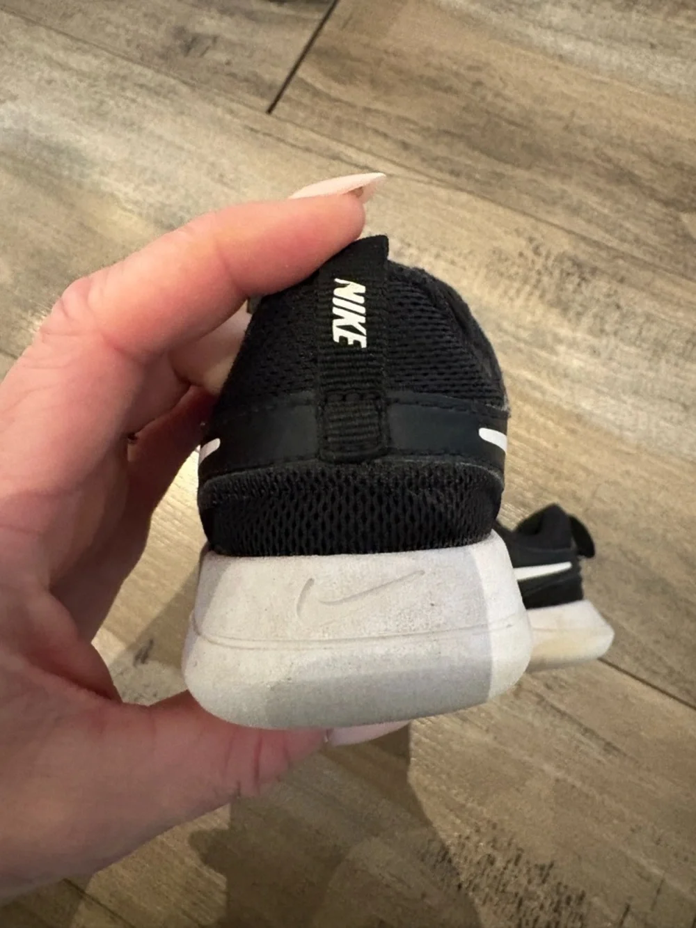 SOLD Nike Kids Black and White Slip-On Athletic Sneakers - Picture 3 of 6